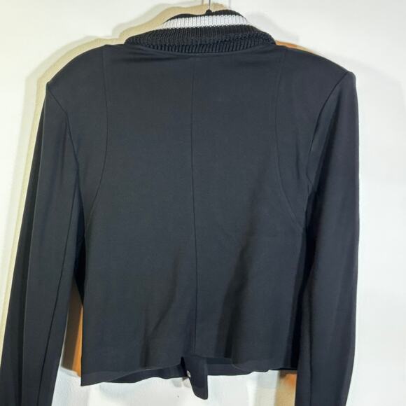 Cabi Wondrous Black Tie Jacket 6033 Long Sleeve Crop Button Stretch Womens Sz 12 - Picture 3 of 7